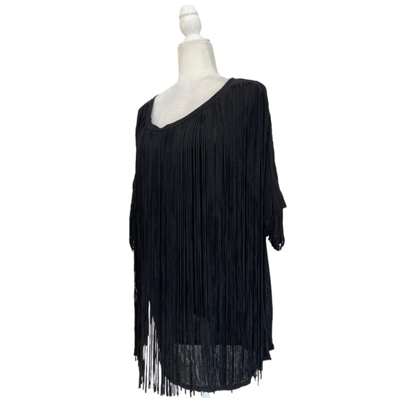 3.1 Phillip Lim Fringed Boatneck Tunic Mini Dress in Black - Picture 6 of 14